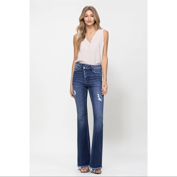 LAST 1! Harmony Asymmetric Waistband Flare Jeans - Picture 7 of 11